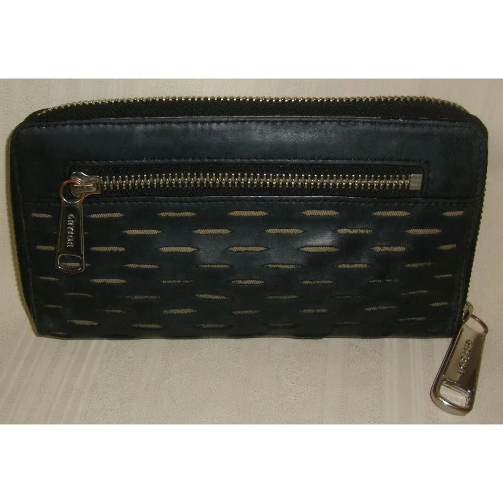 Joy Gryson Black Perforated Leather Zip around Wallet - Picture 3 of 6